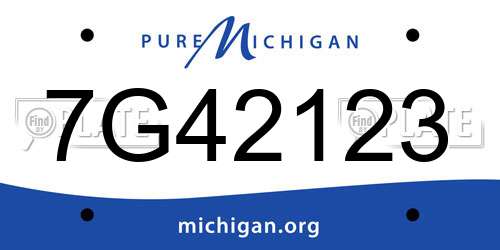 7G42123 Michigan License Plate