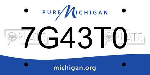 7G43T0 Michigan License Plate