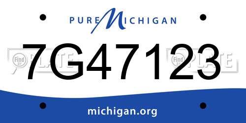 7G47123 Michigan License Plate