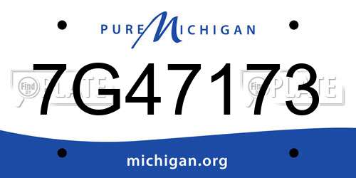7G47173 Michigan License Plate