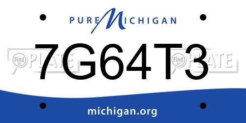 7G64T3 Michigan License Plate