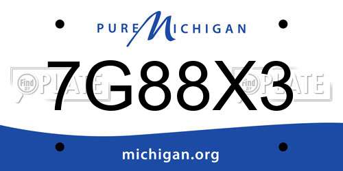 7G88X3 Michigan License Plate