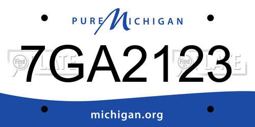 7GA2123 Michigan License Plate