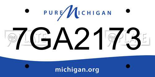 7GA2173 Michigan License Plate
