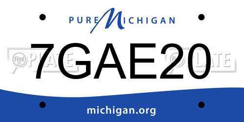 7GAE20 Michigan License Plate