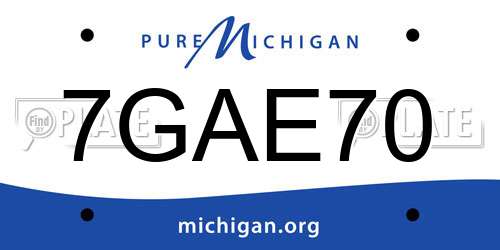 7GAE70 Michigan License Plate