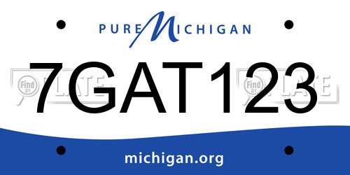 7GAT123 Michigan License Plate