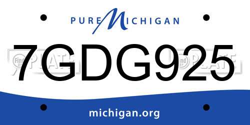 7GDG925 Michigan License Plate