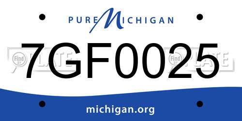 7GF0025 Michigan License Plate