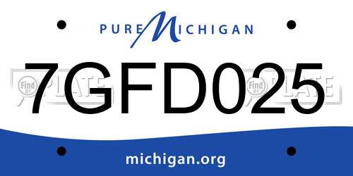 7GFD025 Michigan License Plate