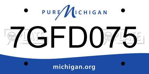 7GFD075 Michigan License Plate