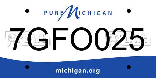 7GFO025 Michigan License Plate