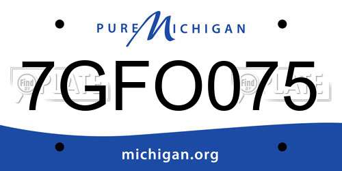 7GFO075 Michigan License Plate