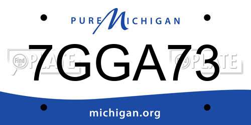 7GGA73 Michigan License Plate