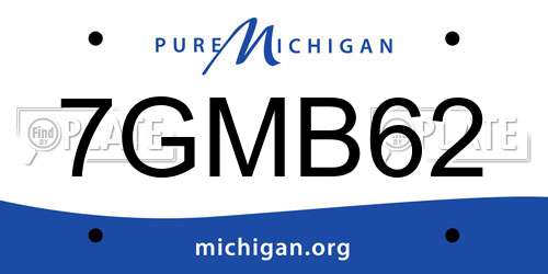 7GMB62 Michigan License Plate