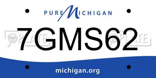 7GMS62 Michigan License Plate