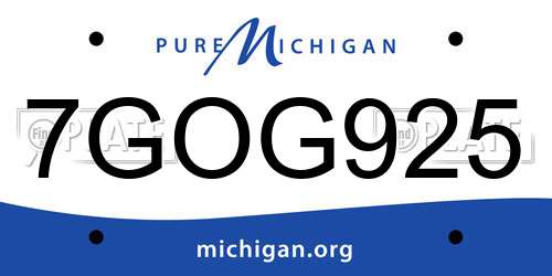 7GOG925 Michigan License Plate