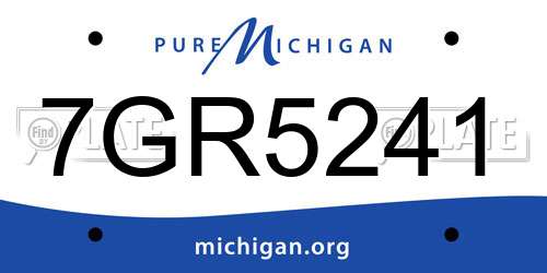 7GR5241 Michigan License Plate