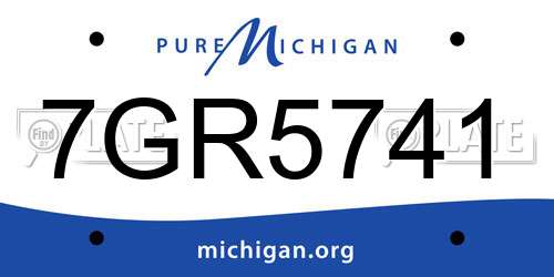 7GR5741 Michigan License Plate