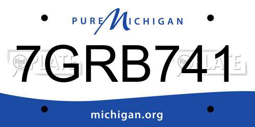 7GRB741 Michigan License Plate