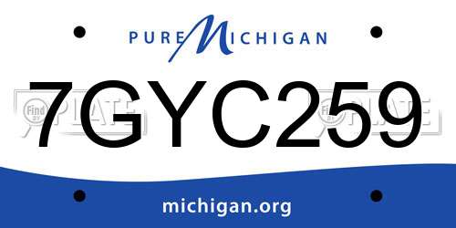 7GYC259 Michigan License Plate
