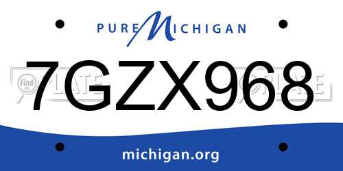 7GZX968 Michigan License Plate