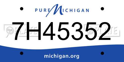 7H45352 Michigan License Plate