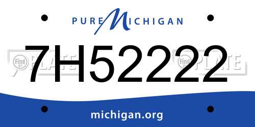 7H52222 Michigan License Plate