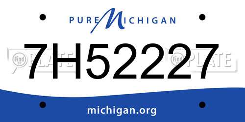 7H52227 Michigan License Plate