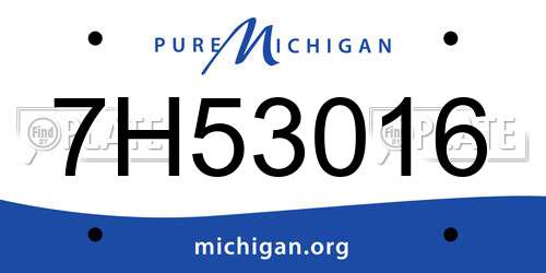 7H53016 Michigan License Plate