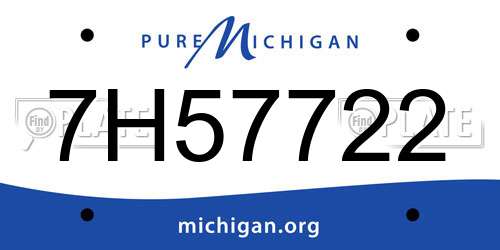 7H57722 Michigan License Plate