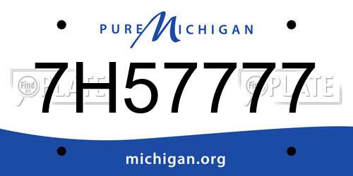 7H57777 Michigan License Plate