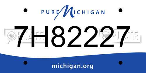 7H82227 Michigan License Plate