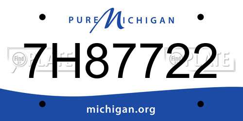 7H87722 Michigan License Plate