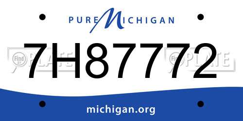 7H87772 Michigan License Plate