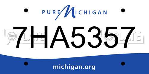 7HA5357 Michigan License Plate