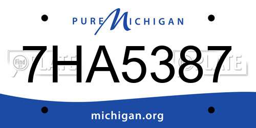 7HA5387 Michigan License Plate