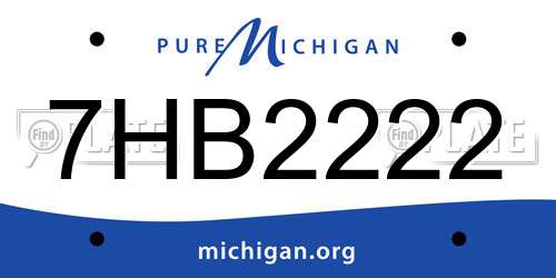 7HB2222 Michigan License Plate