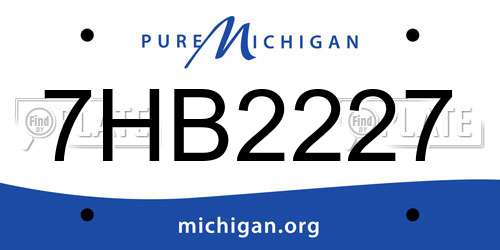 7HB2227 Michigan License Plate