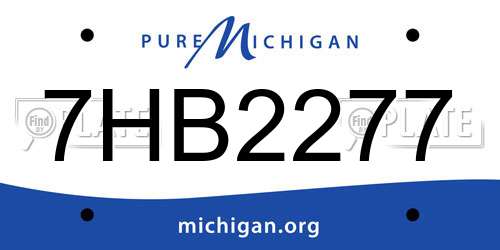 7HB2277 Michigan License Plate