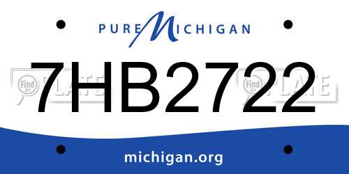 7HB2722 Michigan License Plate