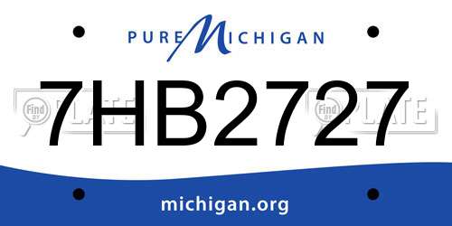7HB2727 Michigan License Plate