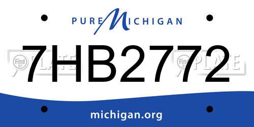 7HB2772 Michigan License Plate