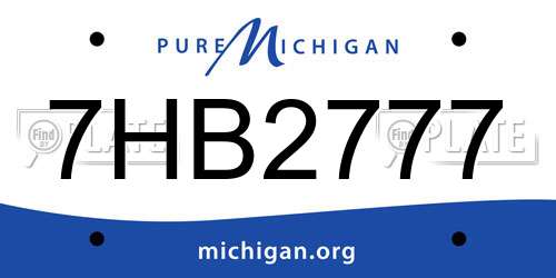 7HB2777 Michigan License Plate
