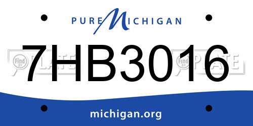 7HB3016 Michigan License Plate