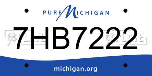 7HB7222 Michigan License Plate