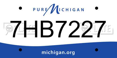 7HB7227 Michigan License Plate