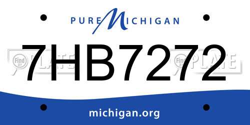 7HB7272 Michigan License Plate