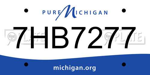 7HB7277 Michigan License Plate