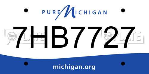 7HB7727 Michigan License Plate